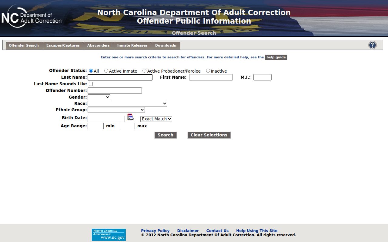 Lenoir County arrest history NCDAC offender search