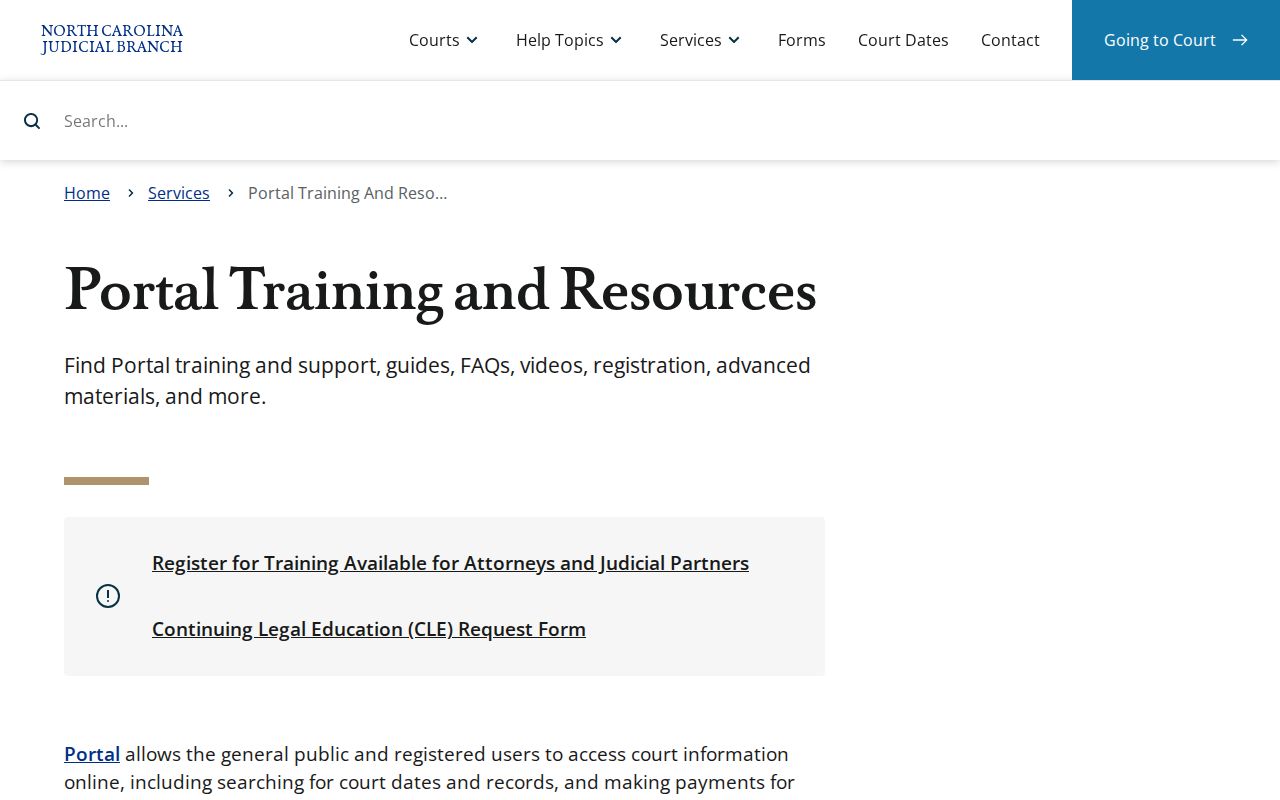 Lenoir County criminal court case Portal training resources