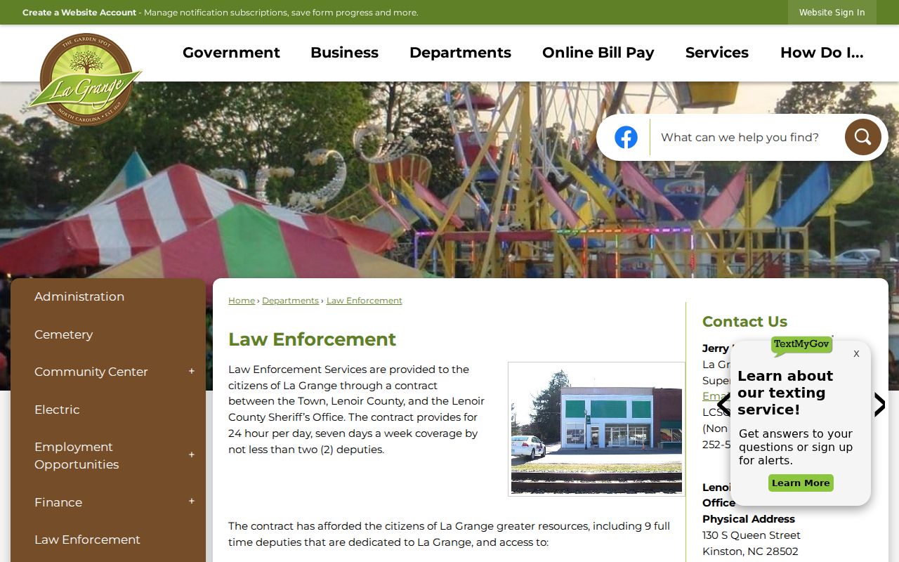 La Grange criminal history law enforcement page