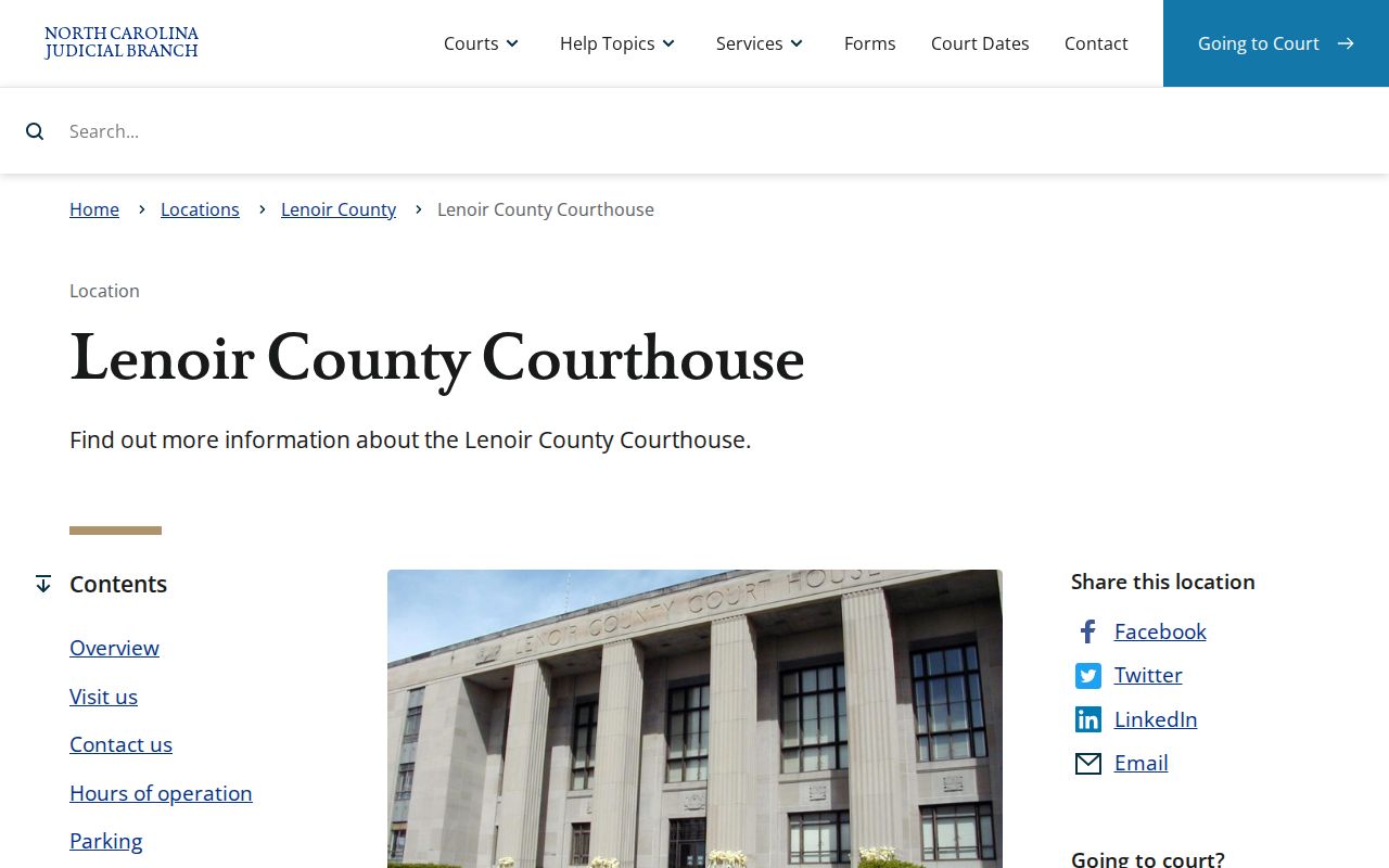 Lenoir County criminal records courthouse page