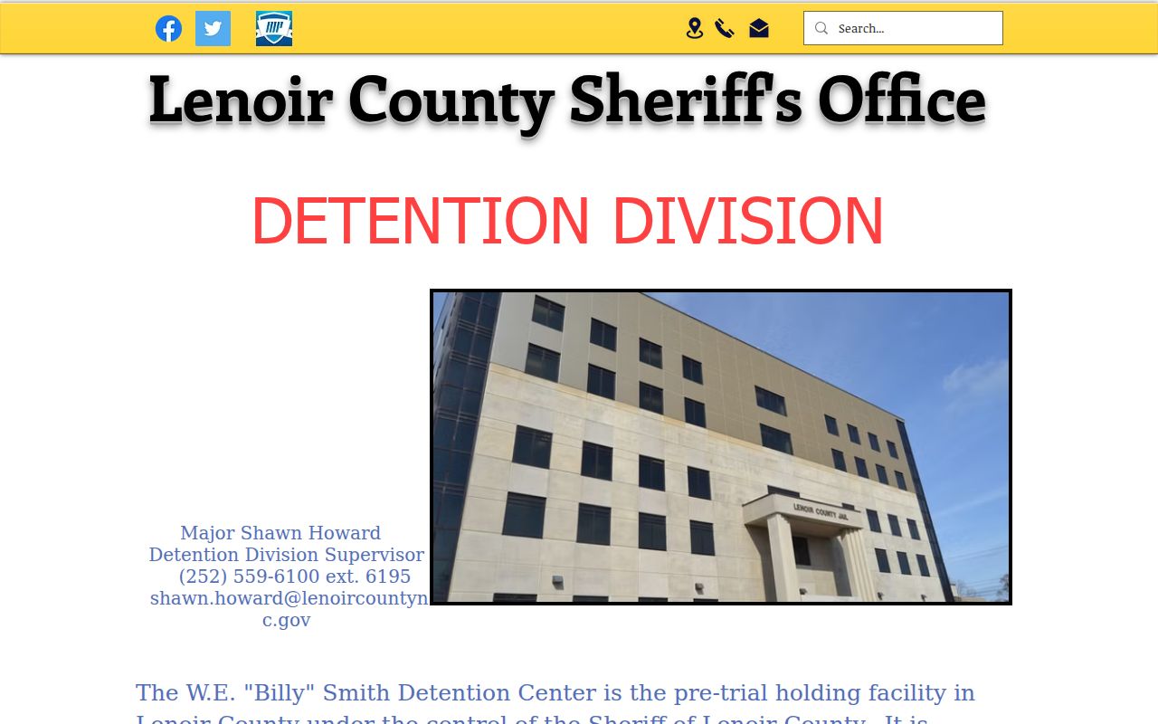 Lenoir County criminal history Billy Smith Detention Center page