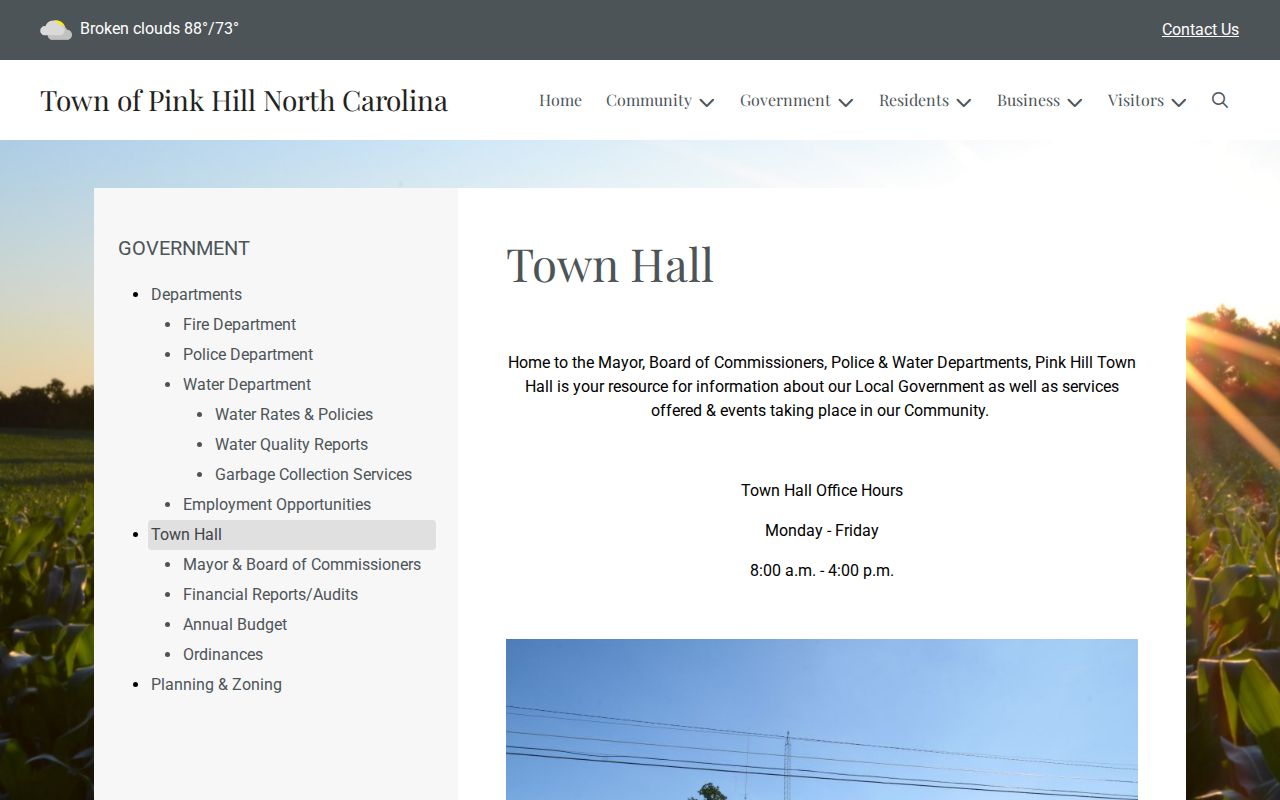 Pink Hill Town Hall criminal records civic office